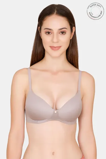 Buy Zivame Marshmallow Padded Non Wired 3/4th Coverage T-Shirt Bra - Purple Dove